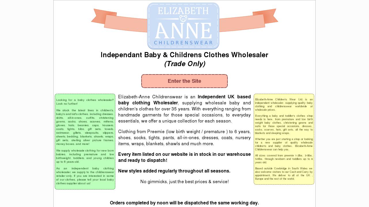 elizabeth anne childrenswear wholesale
