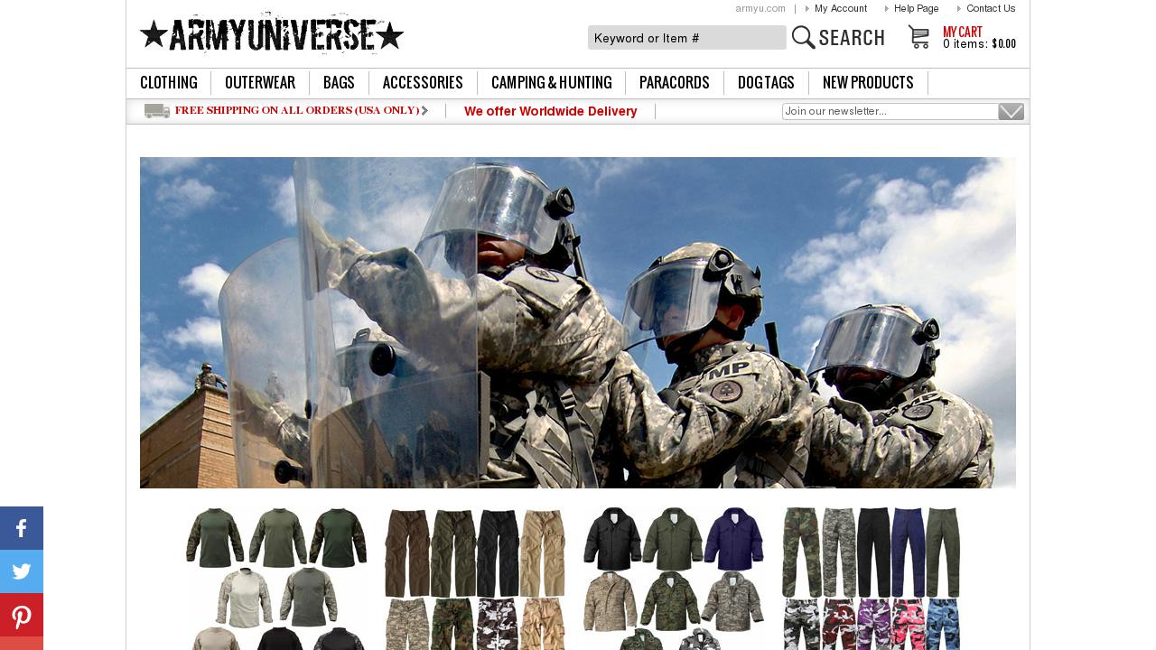 Military clothing shop website